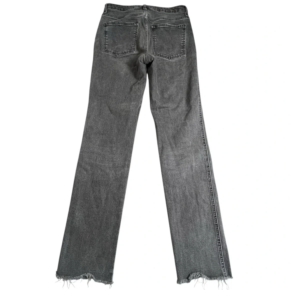 Free People Womens 27 Gray Straight Leg Fringe Hem High Rise‎ Jeans